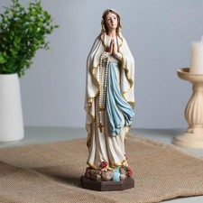 Hand Painted Virgin Mary Statue Our Lady Lourdes Madonna Blessed Figurine Decor
