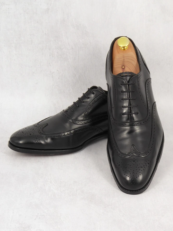 UK 9 G - Joseph Cheaney Imperial Black Calf Oxford Brogue Shoes Scarpe - Imagen 4 de 4