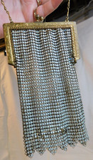 ANTIQUE ART DECO/ EDWARDIAN gold baby blue enameled mesh PURSE 5