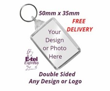 Personalised KEYRING  Photo  KEYRING DOUBLE SIDED  DESIGN CUSTOM 50MM x 35MM
