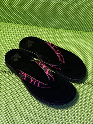 LAMO EPIC (SW1381) Tiger Strap Leather Flip-Flop Womens US 8 M Black Color