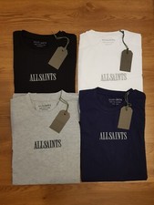 All Saints Mens Opposition Crew T-shirt EMBROIDERED Logo White,Navy, Grey, Black
