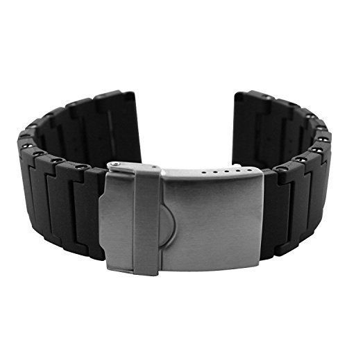 23mm Black Polyurethane Rubber Link Bracelet Watch Band 23mm Black Polyurethane Rubber Link Bracelet Watch Band