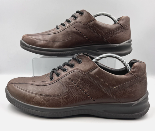 Hotter Lance Mens Casual Shoes Brown Leather UK 9.5 Dual Fitting No Wear to Sole