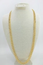 CUBAN LINK CHAIN, Style 4 Texturized, Gold Plated, 30 Inches Long, 10mm Wide