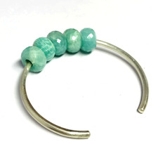 5 Pcs. Natural Green Amazonite Gemstone 14x8mm Beads With 5MM Big Hole Beads