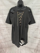 Fashion Nova Dark Gray Women's Dress Gold Chain Decor Size S Small