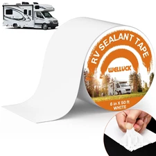WELLUCK RV Roof Sealant Tape Camper Roofing Repair Tape, 6 Inch X 50 White