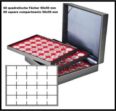 Lindner 2365-2122E Nera XL Coin Case Light Red 3 Tab For 60 OCTO Coin Capsules