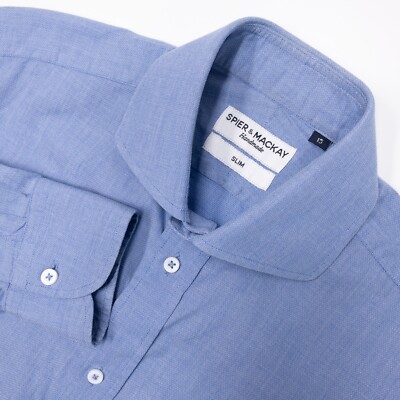 Spier & Mackay Dress Shirt Mens 15 Slim-Fit Handmade Long Sleeve Business Casual