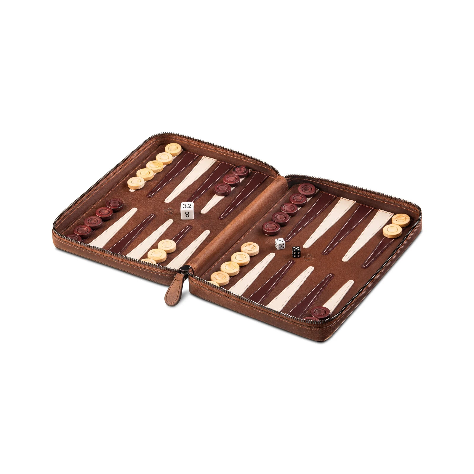 Deluxe Backgammon Set - Genuine Crazy Horse Vintage Leather -  by Melia Games