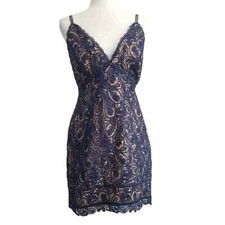 TJD Dress Womens Crisscross Back Lace V-Neck Mini Size Medium New