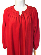 NWT Vintage Red Evelyn Pearson Robe Housecoat Velour Fleece Size Medium USA