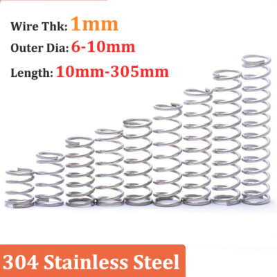 Compression Spring Dia 1mm Pressure Coil Springs 305mm Length A2 Stainless Steel