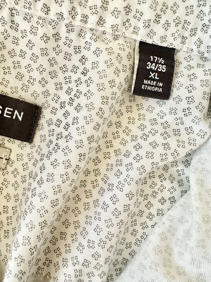 Van Heusen Mens Dress Shirt Size XL 17 1/2 34/35 Off White Regular Fit Pre-owned - Image 4 of 4
