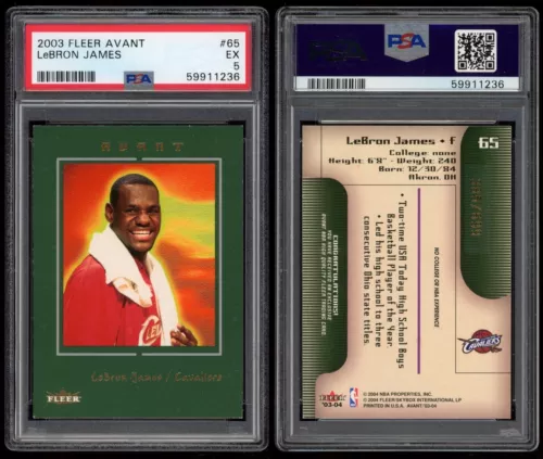 2003-04 Fleer Avant LeBron James RC PSA 5 SN /699 #65 Rookie Card NBA Cleveland