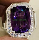 Natural Amethyst Gemstone with 925 Sterling Silver Ring for Men's #129