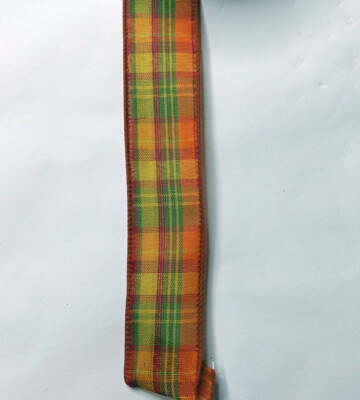 Woven Plaid Ribbon, Autumn, Yellow/Orange/Moss/Dark Red/Burgundy/, Wired Ribbon,