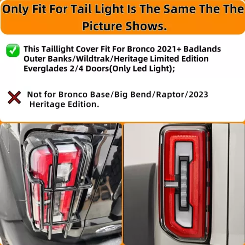 New For Bronco Accessories Pair Taillight Guards Cover Trim Black 2021-24 2-PACK - Picture 2 of 8