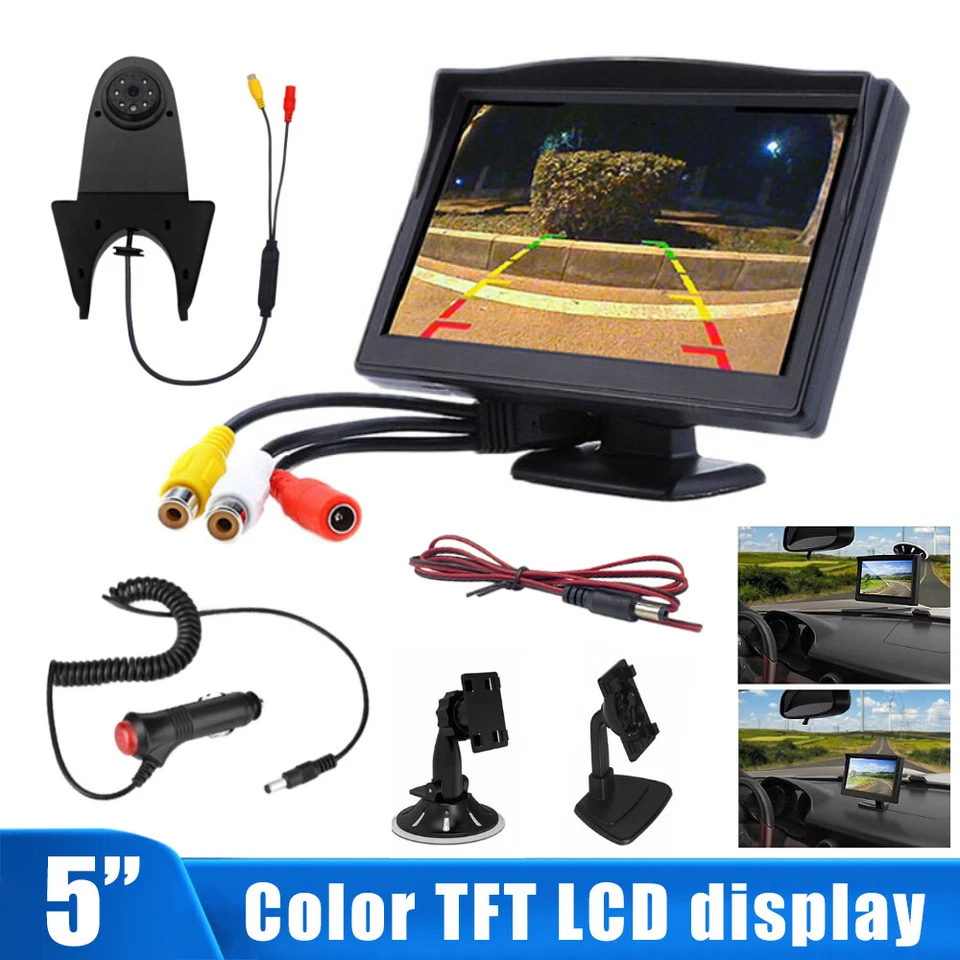 Waterproof Night Vision Rear View Backup Reverse Camera 5" Car LCD Monitor Kit - Image 2 of 4