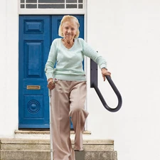 Wall Mount Hand Rails Outdoor Handrail Garage Railing Black Finished for Stairs