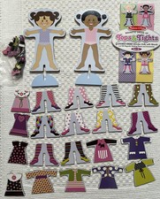 Melissa  Doug 2 Double-Sided Wooden Dolls Magnetic DressUp Tops  Tights 40 Pcs
