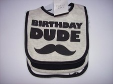 Modern Baby Bibs 3pc Set Baby Boys Mustache Birthday Dude Black White New
