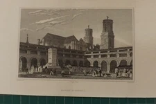 FRANCE 1830 B/W FRENCH ENGRAVING MARCHE ST GERMAIN FRANCE  19CMS BY 13CMS P1603