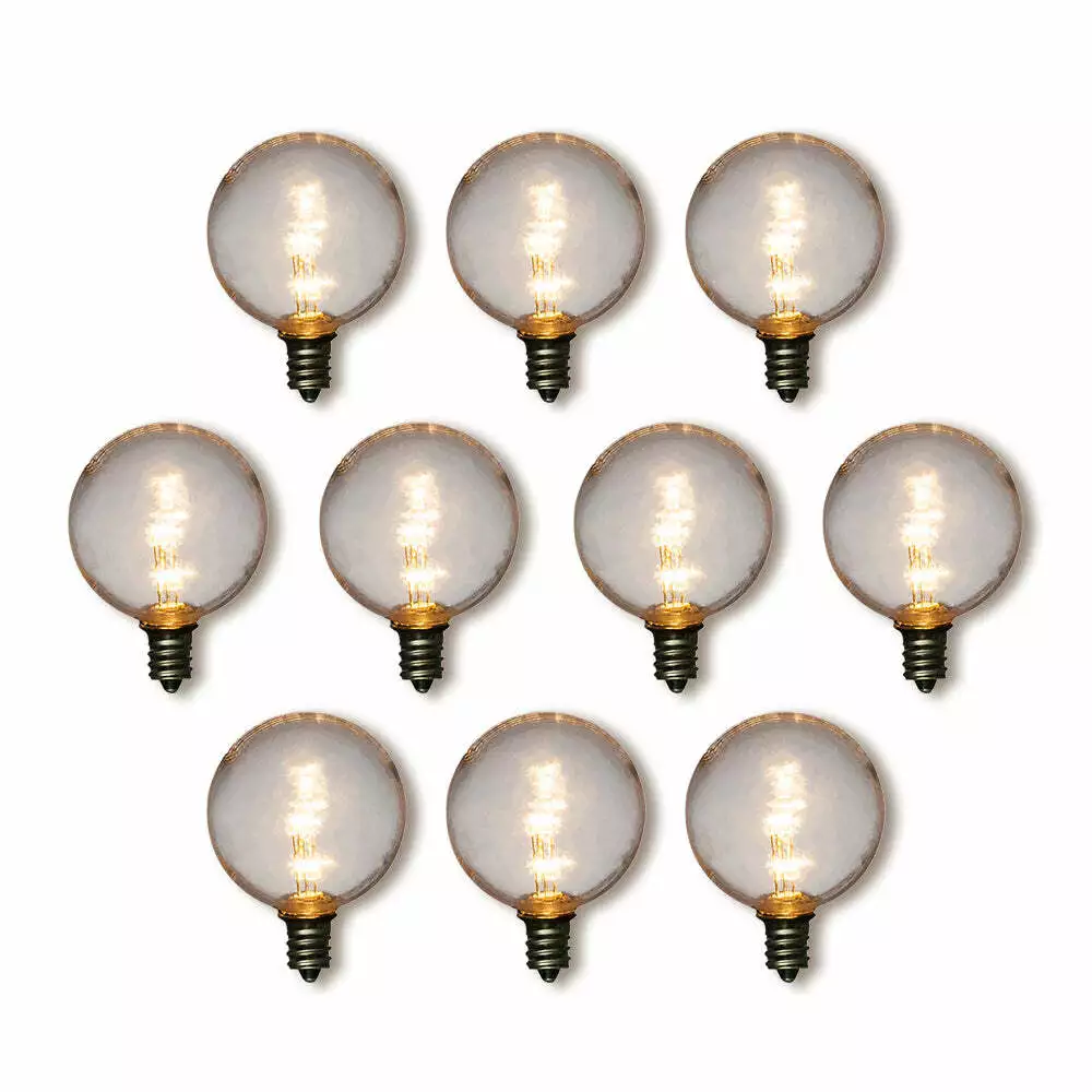 10 Pack Warm White .5 Watt LED G50 Globe Light Bulb Shatterproof E12