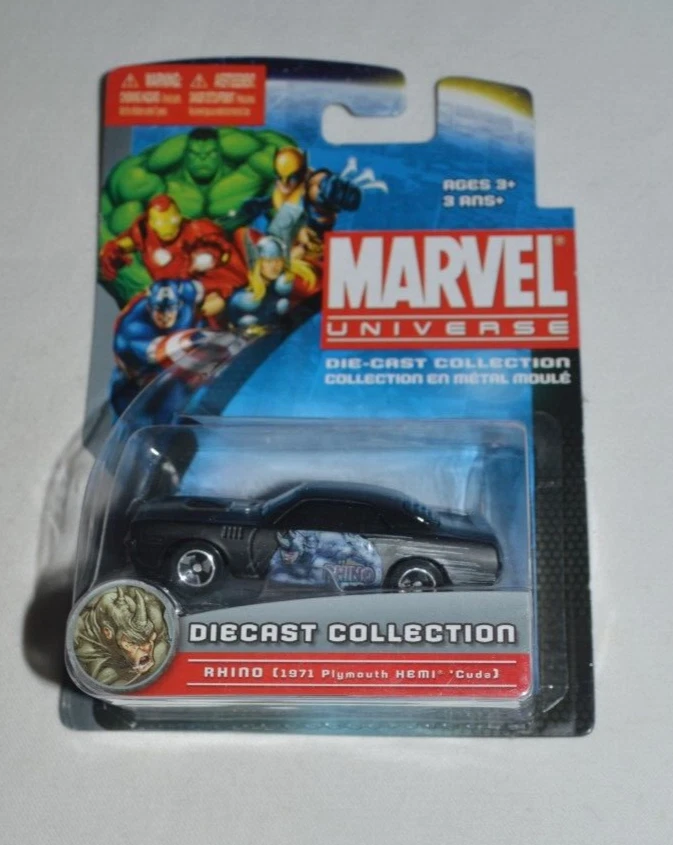 2011 MAISTO MARVEL UNIVERSE - RHINO ( 1971 PLYMOUTH HEMI CUDA ) BLACK - Изображение 2 из 4