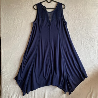 Torrid Womens Midi Jersey Trapeze Dress Navy Blue Size 0 Hanky Hem Lace |  eBay