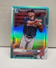 C.J. CHATHAM 2021 Bowman Chrome Prospects AQUA REFRACTOR ~ #'d /125 ~ RED SOX
