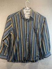 Alan Flusser Shirt Mens XXL Multicolor Striped Button Down Long Sleeve Cotton