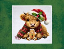 Christmas Highland Cow theme Dish Towel, 12x12, FREE ship, hand towels, choice