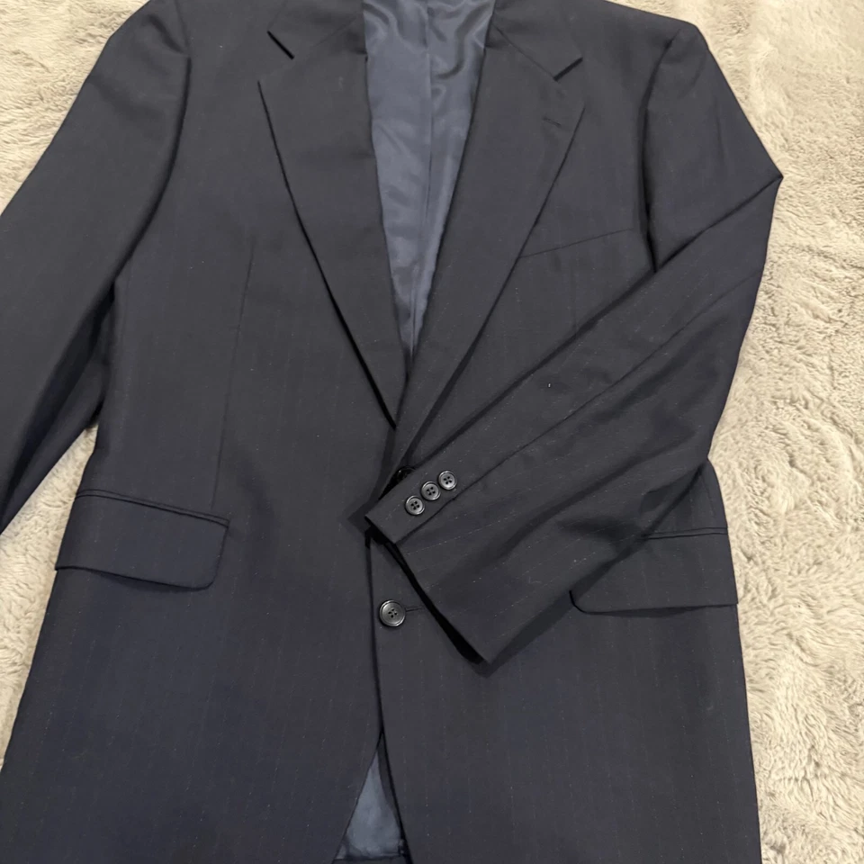 Куртка блейзер мужская Ungaro Uomo Paris 100% шерсть размер 44L сделано в США темно-синяя - Изображение 3 из 4