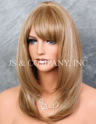 HUMAN HAIR BLEND Straight Face Frame Blonde mix Heat Safe RL 14-22