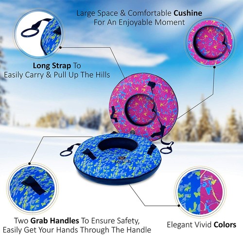 Rigma Snow Tube - Heavy Duty Snow Sleds | Hard Plastic Bottom, High Speed Tubes, - Picture 18 of 28