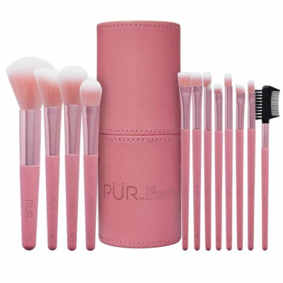 PÜR Signature Travel Essentials 12-Piece Cruelty-Free Brush Set with Cup