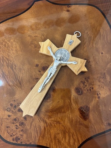 Cruz Crucifijo Religioso de Colección Italiana de Madera y Metal de Oliva 21 cm - Imagen 6 de 20