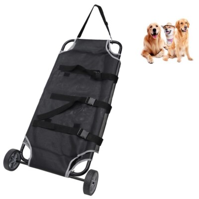 Pet Transport Stretcher 220lbs Max Load Foldable with Two Wheels