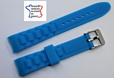 Bracelet montre GOMME SILICONE ; 17 mm , BLEU(CIEL) ; BOUCLE ARGENTEE / 188-7