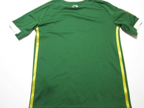 Adidas Youth Boys Size S V-Neck Shirt Green Logo Print Climalite Striped Sport - Picture 2 of 6