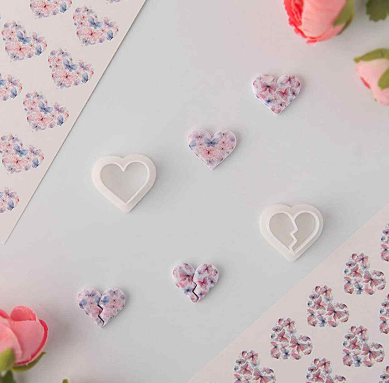 Whole/Broken Heart, Valentines Themed Cutout Polymer Clay Tool