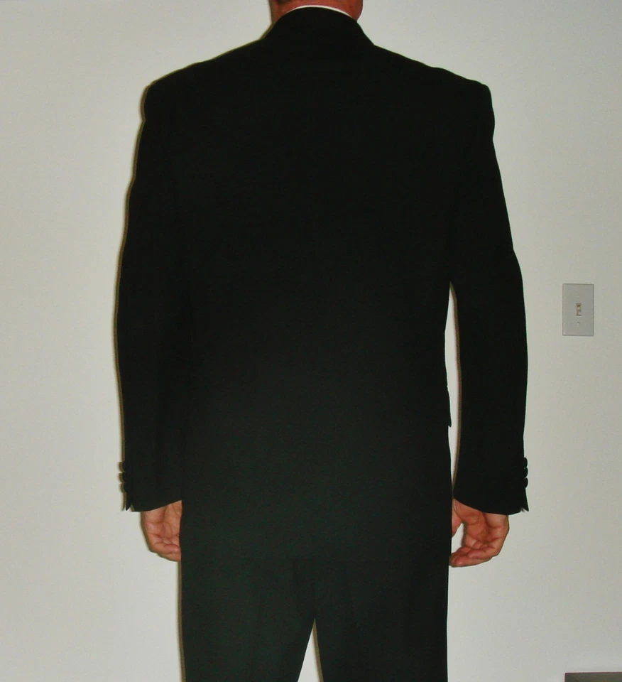 После шести классический 3 кнопки атласный смокинг костюм размер M 100% шерсти - Изображение 2 из 4