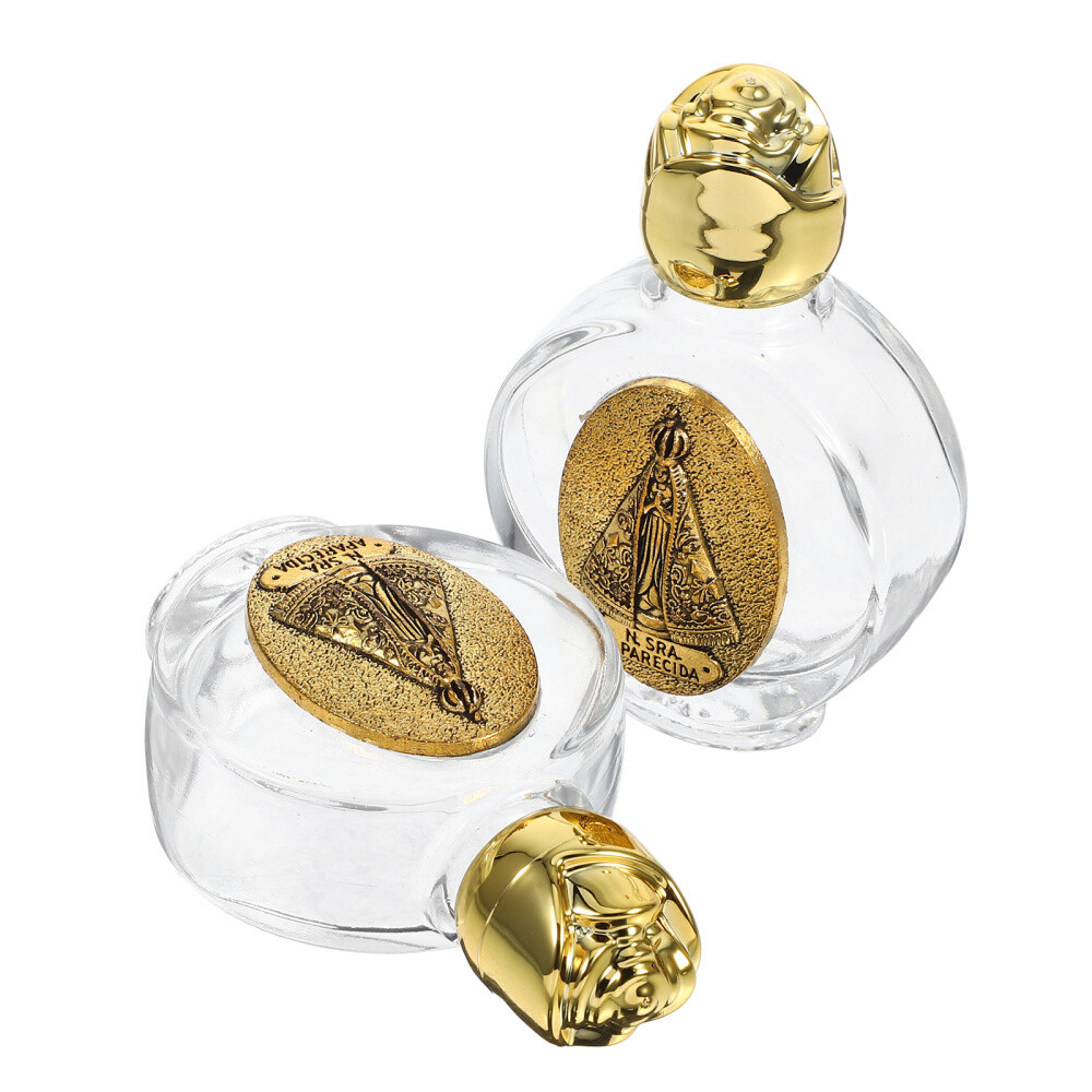 2 Pcs Weihwasserflaschen Reisen Geprägte Aus Rosa Kristallglaslegierung