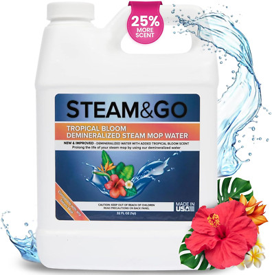 Steam & Go Demineralized Water for Steam Cleaner, Pvc-Free Floor Cleaner Liquid 