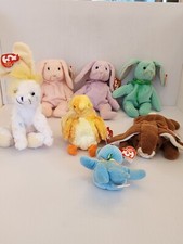 TY Beanie Babies Lot of 7 Easter Happily, Hippity, Sloppily, Ears, Carrots, Chic