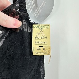 Vtg Dolores For Poirette Lingerie Underwire 34D Black Lace Union USA Slip Dress