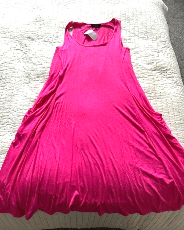 Pink cerise floaty summer tank swing dress yours 16 eBay