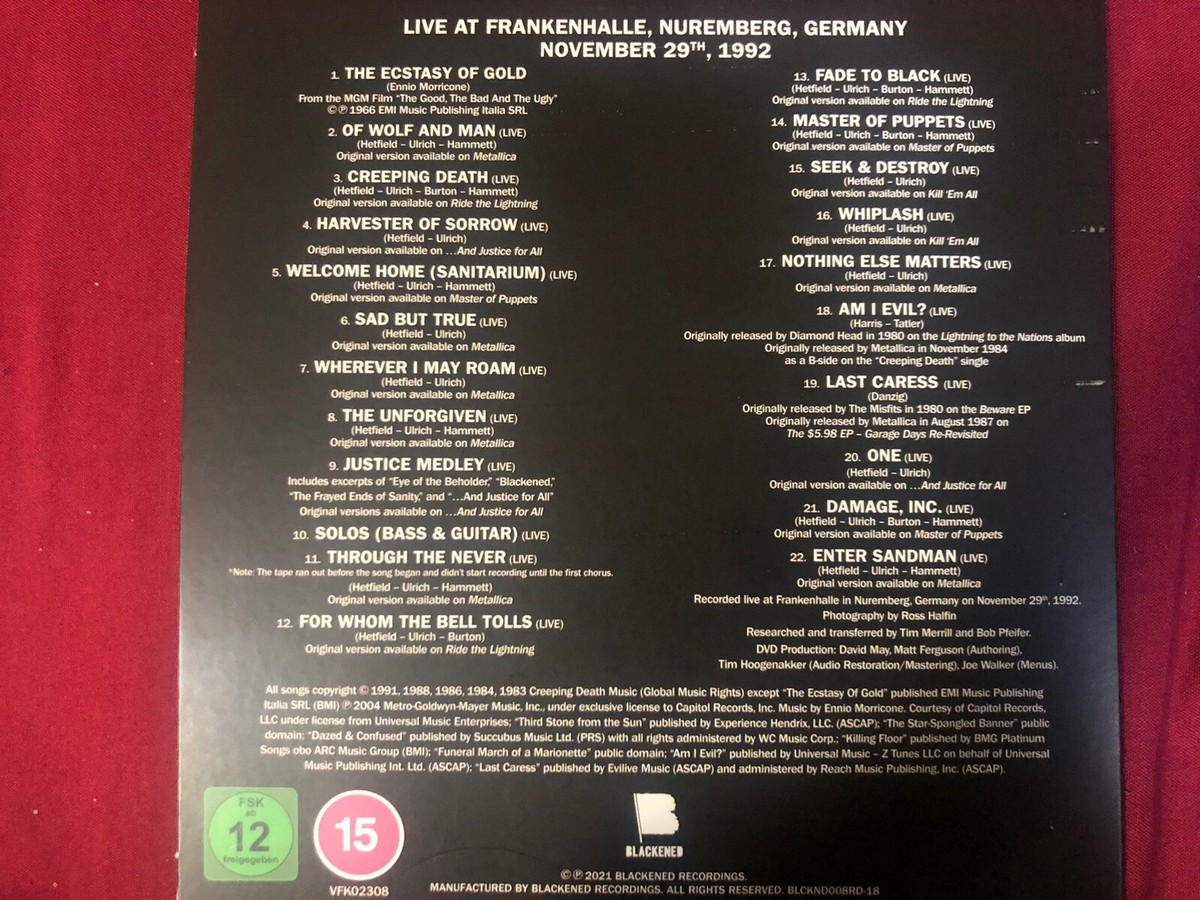 Metallica Black Album Box Set Item. DVD LIVE FRANKENHALLE